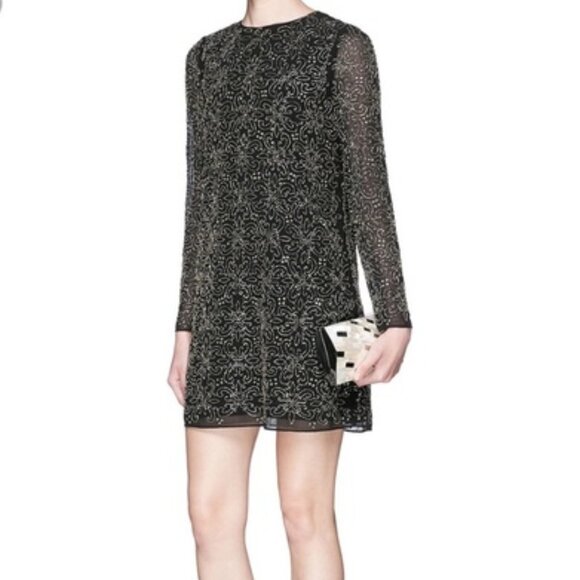 Alice + Olivia Marcia Long Sleeve Beaded Sheath Dress Like New - Picture 2 of 7